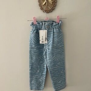 Zara Kids Light Blue Zebra Print Jeans